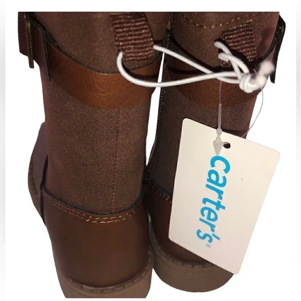 KIDS GIRL’S Carter’s Brown/Khaki BNWT Mid-Calf Boots With Side Buckle. S…